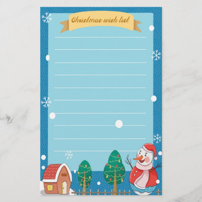 Christmas Wish List Holiday Stationery (Front)