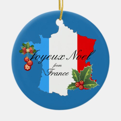 Christmas Wishes and decorations on Map of France