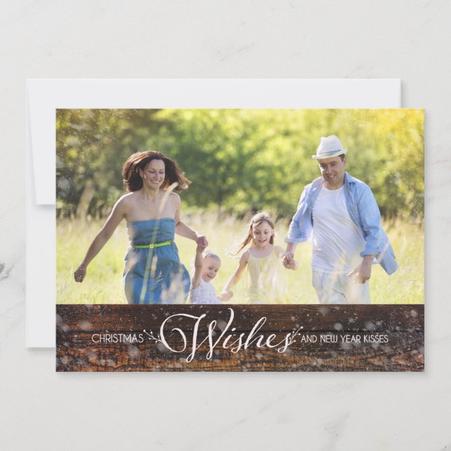 Christmas Wishes and New Years Kisses Holiday Card (Front)
