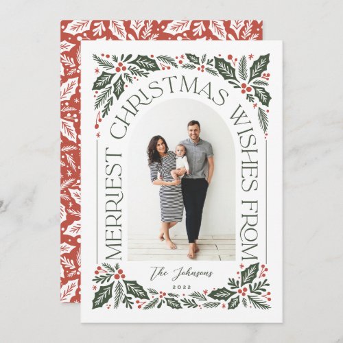 Christmas Wishes Arch with 3 Photo Collage Holiday Card