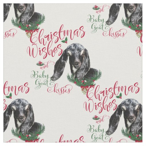 Christmas Wishes Baby Goat Kisses Nubian Goat Fabric