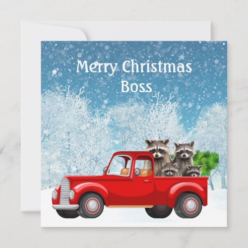 Christmas Wishes Boss Whole Load of Raccoons Holiday Card