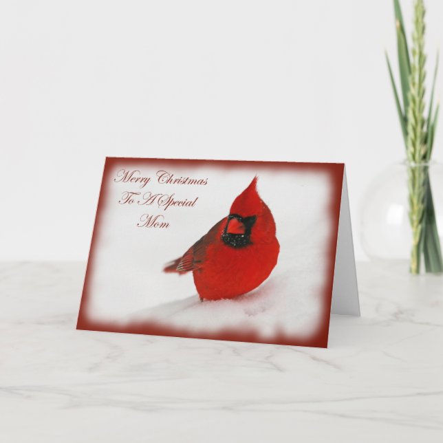 Christmas Wishes Cardinal Mom Holiday Card (Front)