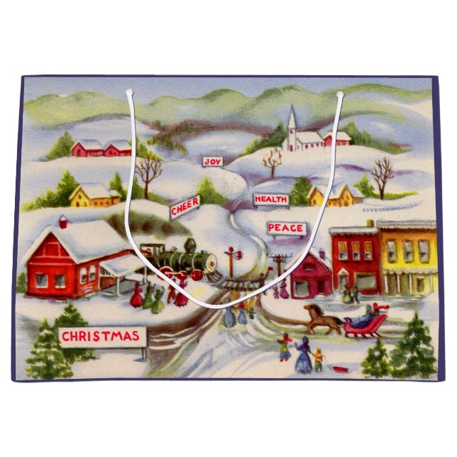 Christmas wishes cheer peace health joy large gift bag (Front)