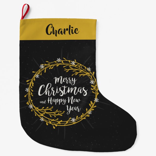 Christmas Wishes custom name stocking (Front)