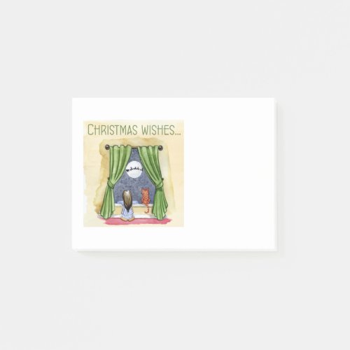 Christmas Wishes Cute Child  Kitty Cat Xmas Post_it Notes