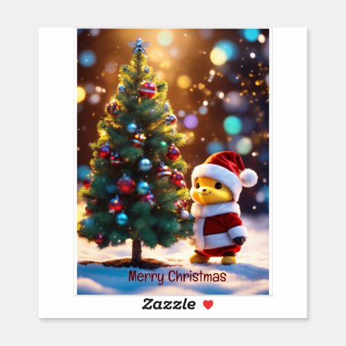 Christmas Wishes Cute Teddy Christmas Sticker