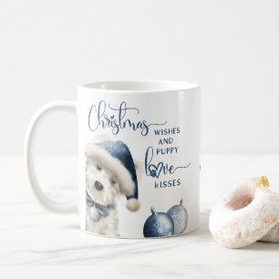 Christmas Wishes, Dog Lover Christmas Gift, Blue Coffee Mug