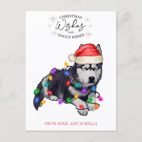 Christmas Wishes Dog Puppy Kisses Cute Pet Custom Postcard