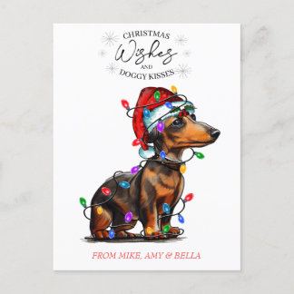 Christmas Wishes Dog Puppy Kisses Cute Pet Custom Postcard