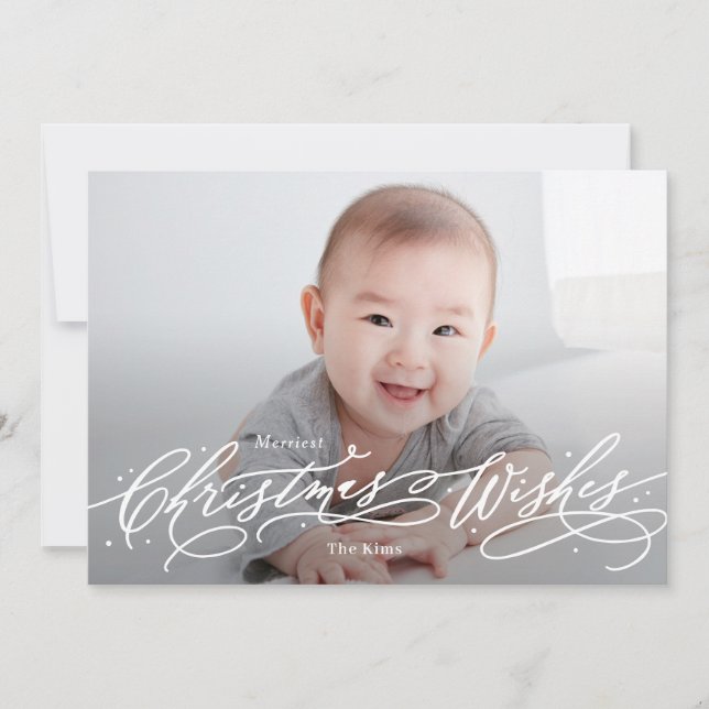 Christmas Wishes Editable Color Holiday Photo Card (Front)