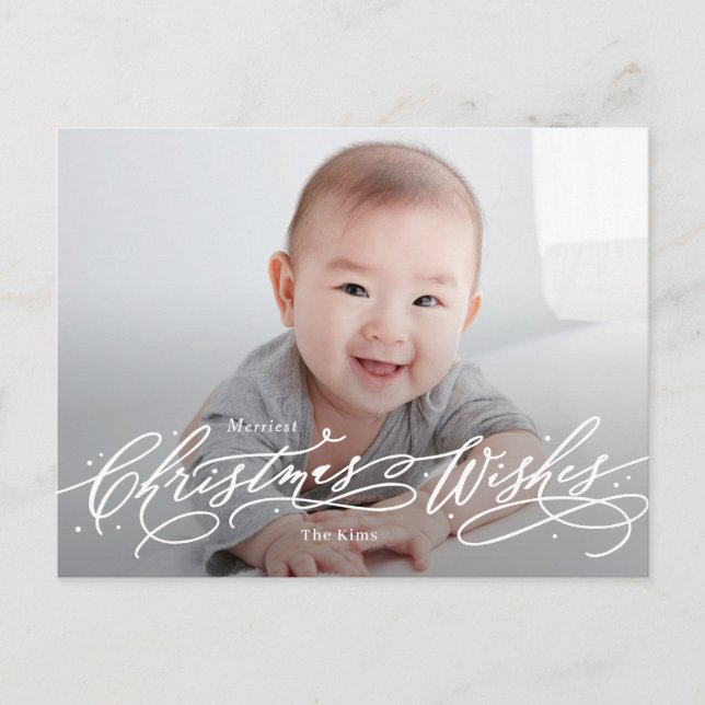 Christmas Wishes Editable Color Holiday Postcard (Front)