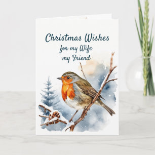 Christmas Wishes English Robin Wife Friend Holiday Card