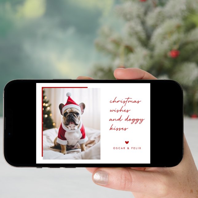 Christmas Wishes Family Pet Dog Puppy Christmas Holiday Card (Front Digital)