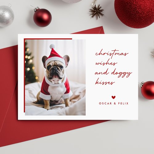 Christmas Wishes Family Pet Dog Puppy Christmas Holiday Card