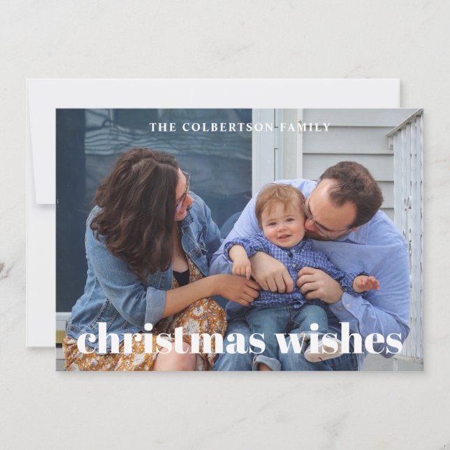Christmas Wishes Family Photo Christmas Card (Front)