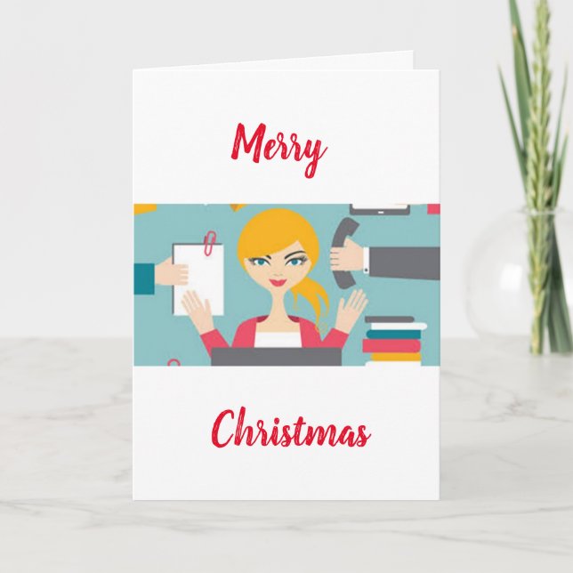 CHRISTMAS WISHES **FEMALE OFFICE WORKER" CARD (Front)