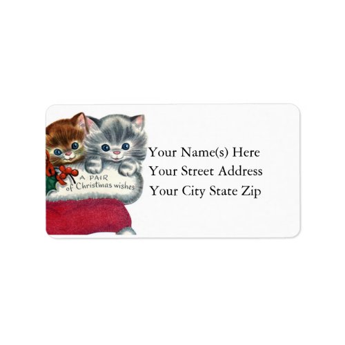 Christmas Wishes From Kittens Christmas Label
