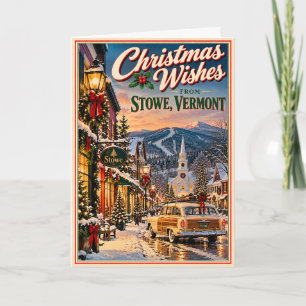 Christmas Wishes from Stowe Vermont Vintage Card