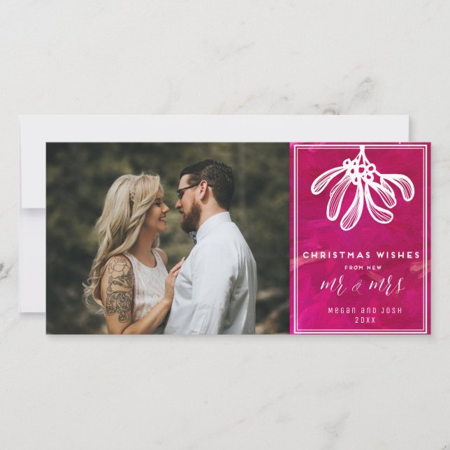 Christmas Wishes From the New Mr and Mrs Photo Holiday Card (Front)