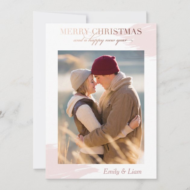 Christmas Wishes - Holiday Photo Card - Rose Gold