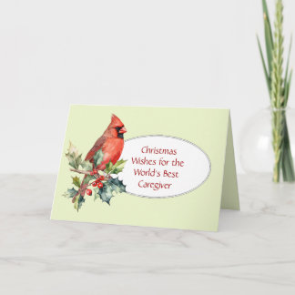 Christmas Wishes Holly Berry Cardina for Caregiver Holiday Card
