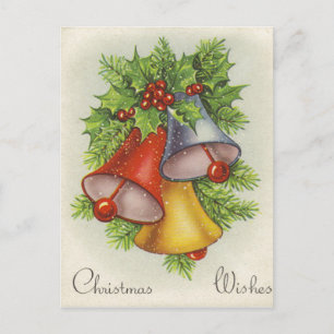 Christmas Wishes Jingle Bells Holiday Postcard