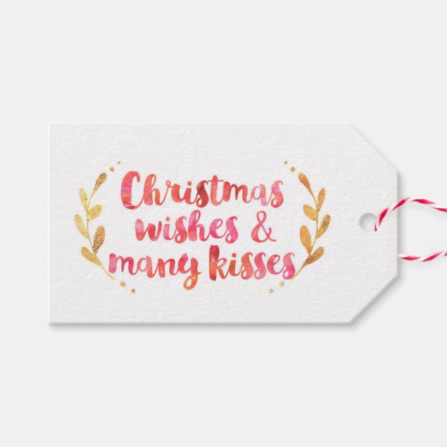 Christmas Wishes & Many kisses gift tags (Front (Horizontal))