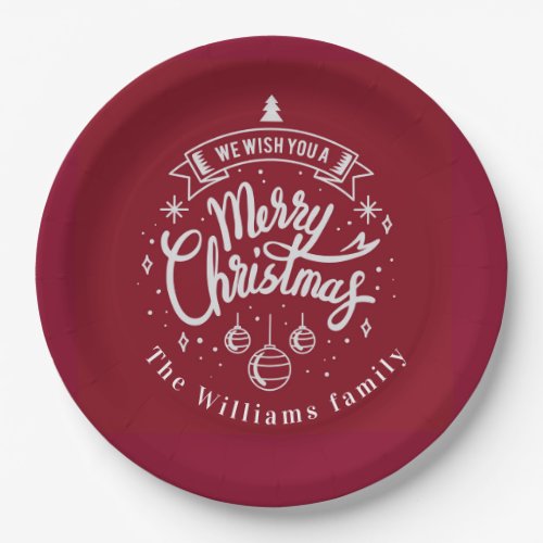 Christmas Wishes Monogram Paper Plate