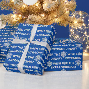 Christmas Wishes on Blue Wrapping Paper
