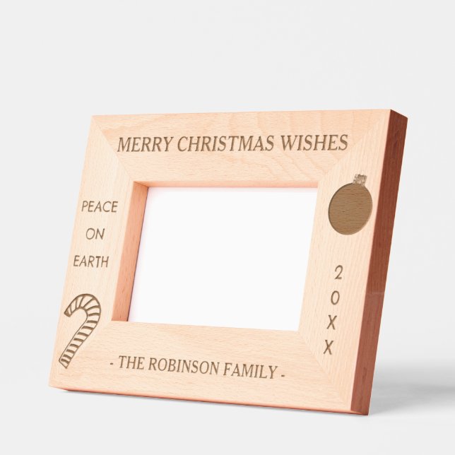 Christmas Wishes Peace Name 6 x 4, 7 x 5 Photo Engraved Frames (Left)