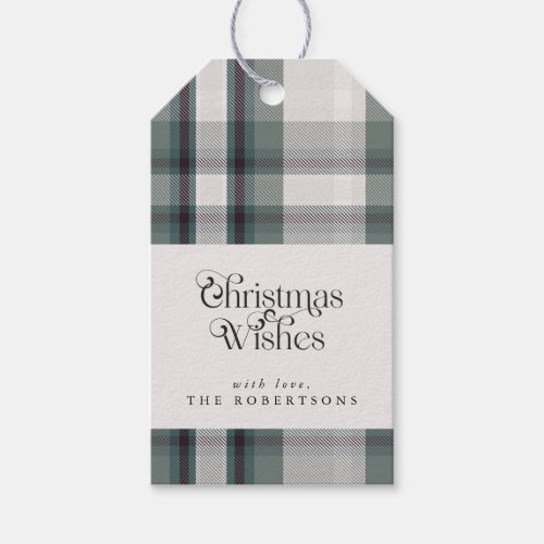 Christmas Wishes Plaid Flannel Winter Holiday Gift Tags