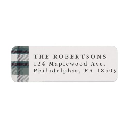 Christmas Wishes Plaid Holiday Return Address Label