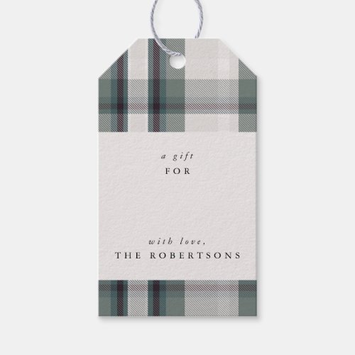Christmas Wishes Plaid Recipient Name Holiday  Gift Tags