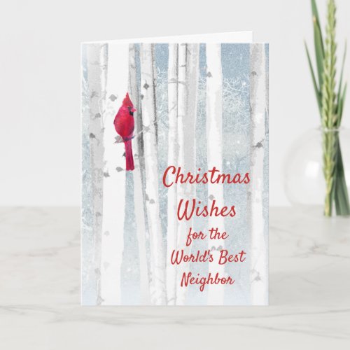 Christmas Wishes Red Cardinal for Neighbor Holiday Card