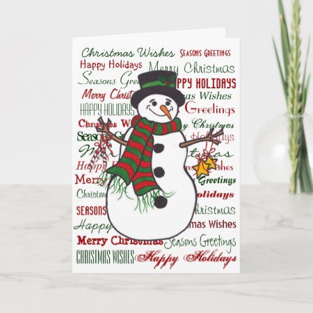 Christmas Wishes - Snowman Greeting Card