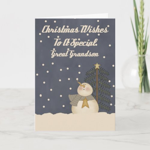 Christmas Wishes To A Special Great Grandson Holiday Card