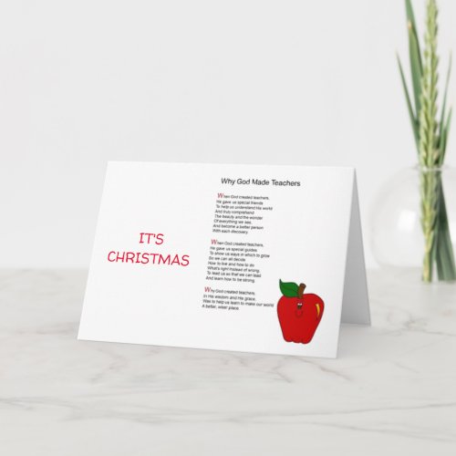 CHRISTMAS WISHES TO THE BEST TEACHER CARD