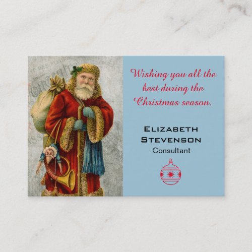 Christmas Wishes Vintage Old World Festive Santa Business Card