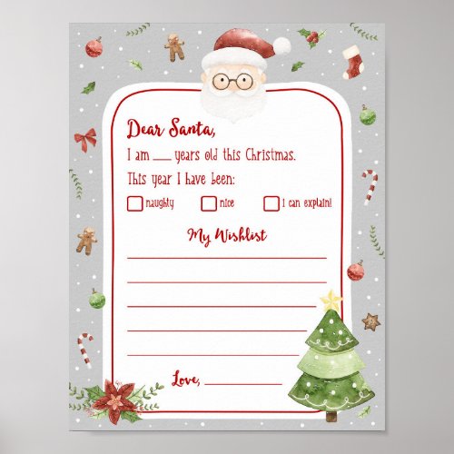 Christmas Wishlist Letter Poster