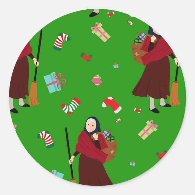 christmas witch Befana Classic Round Sticker (Front)