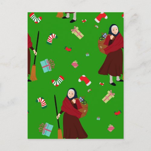 christmas witch Befana Holiday Postcard