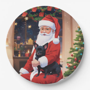 Christmas with a happy chihuahua dog paper plates