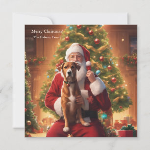 Christmas with a happy dog holiday card