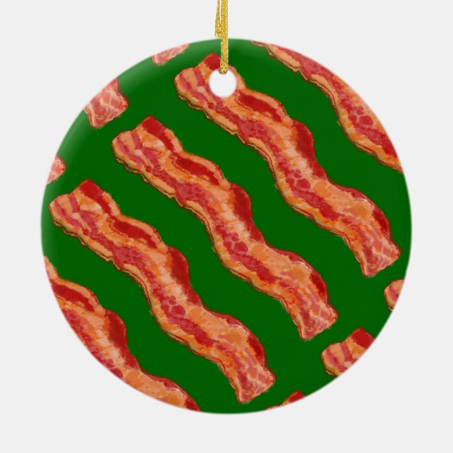 Christmas With Bacon Ceramic Ornament (Back)