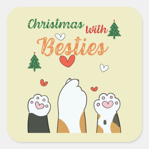 Christmas with Besties   Square Sticker