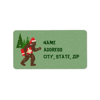 “christmas With Bigfoot” Label by nharveyart at Zazzle
