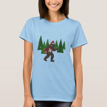 “christmas With Bigfoot” T-shirt by nharveyart at Zazzle