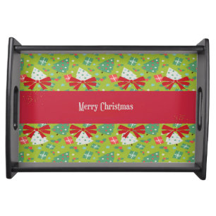Christmas with Bows, Trees & Merry Christmas Serving Tray