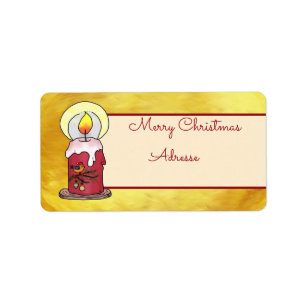 Christmas with candle postcard label